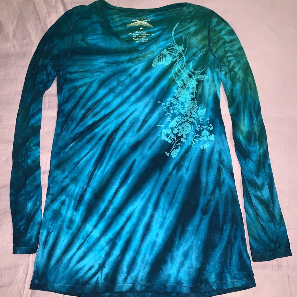 Long sleeve tunic length tie dye top